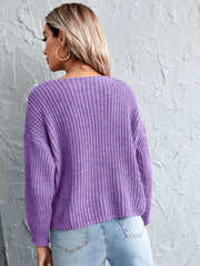 Drop Shoulder Drawstring Ruched Sweater