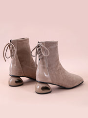 Tie Back Sculptural Heeled Ankle Boots
