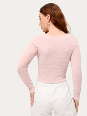 Fluffy Twist Front Sweater