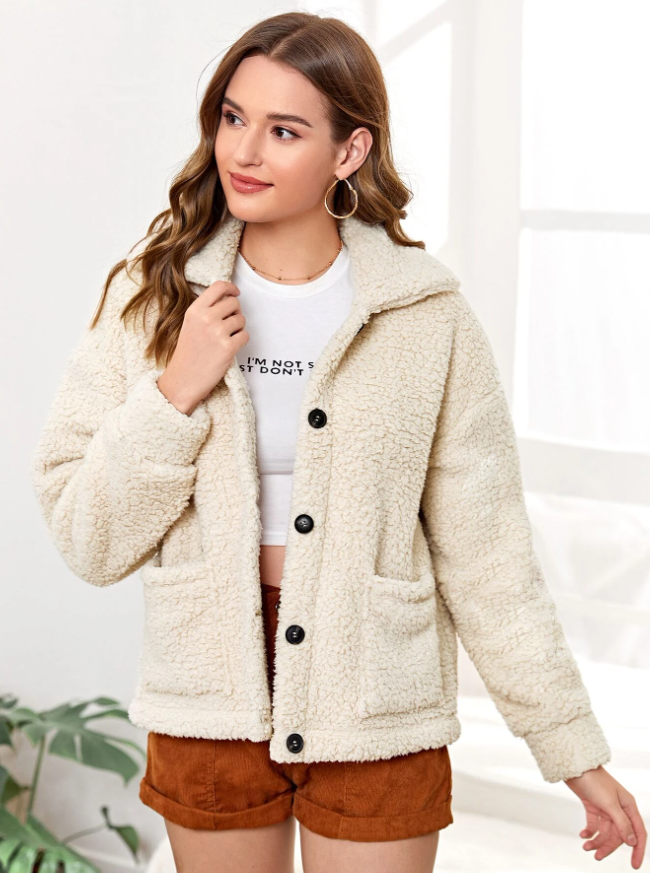 Button Up Teddy Coat