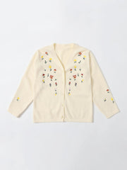 Floral Embroidery Button Front Cardigan