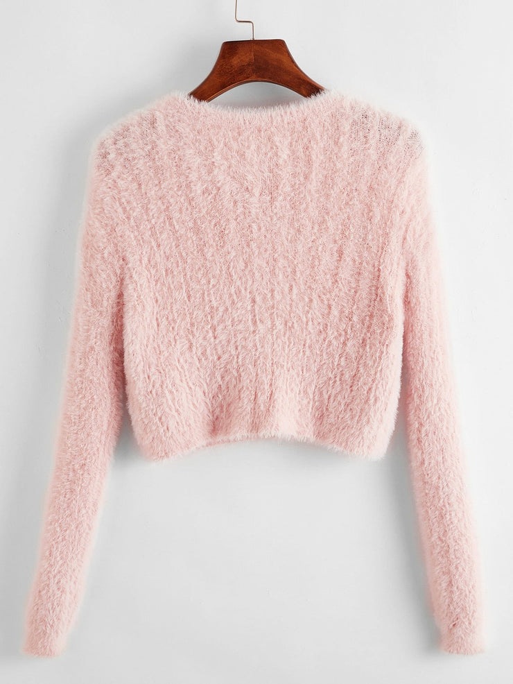 Solid Fuzzy Sweater
