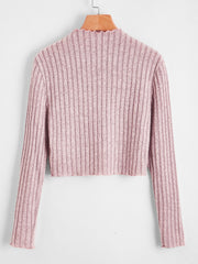 Solid Ribbed Crop Sweater