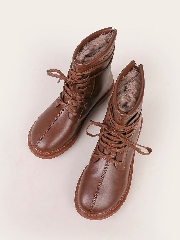 Zip Back Lace-up Front Boots