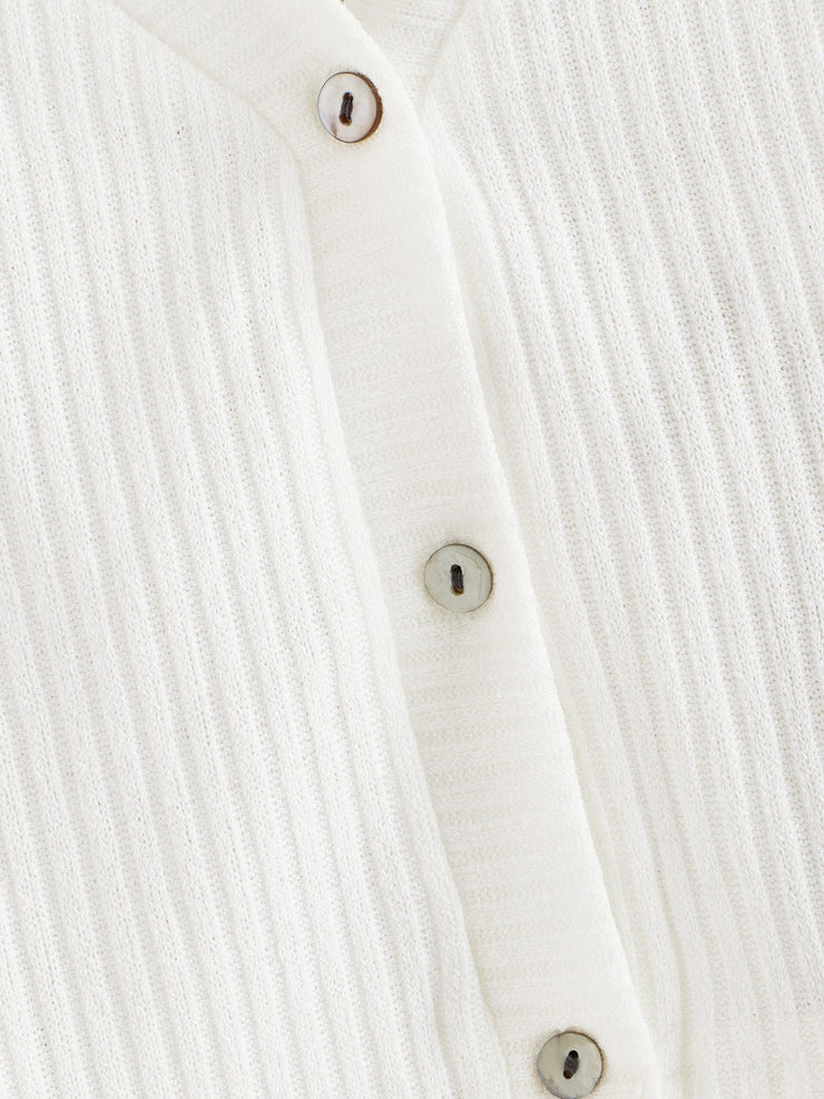 Solid V-neck Button Through Crop Cardigan