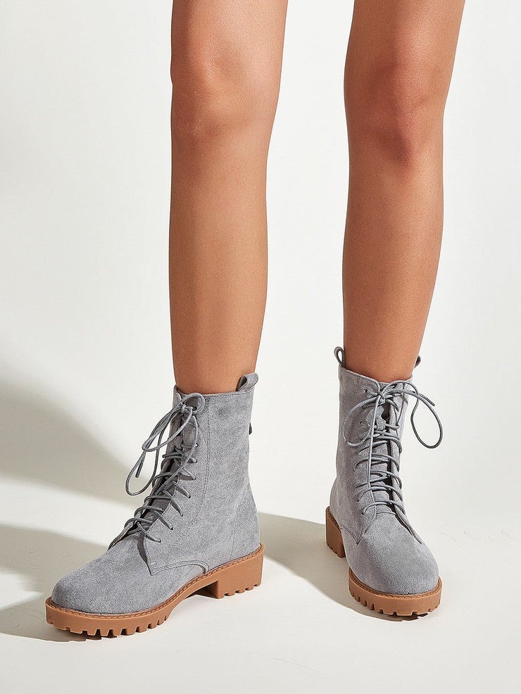 Minimalist Lace-up Front Boots