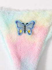 Butterfly Applique Tie Dye Fuzzy Lingerie Set