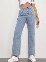 High Waisted Chain Decoration Baggy Mom Jeans
