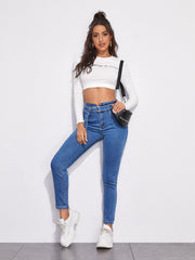 Buckle Belted Skinny Jeans