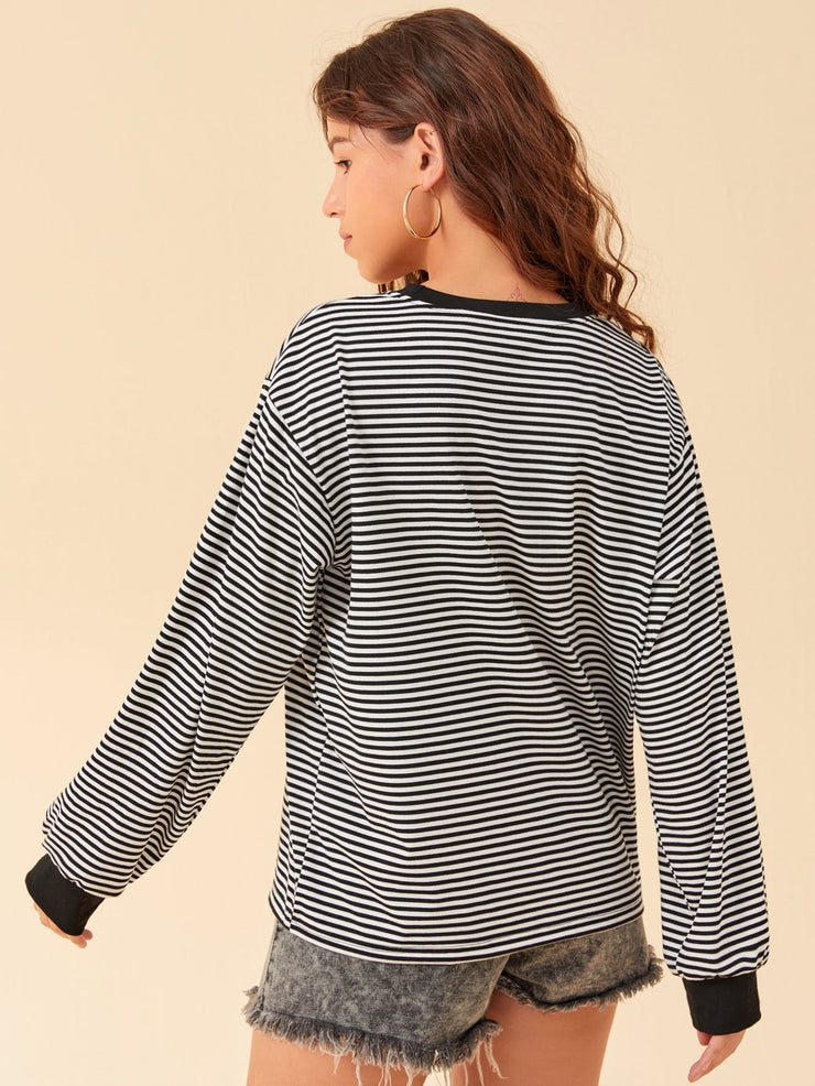 Pocket Front Striped Tee