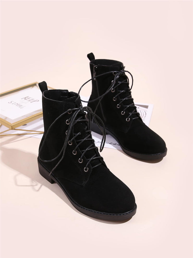 Minimalist Lace-up Front Wide Fit Boots