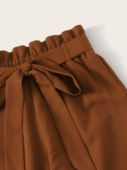 One Shoulder Crop Top & Paperbag Pants