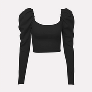 2020 Women Tshirts Autumn Pullover Crop Top Tees Long Sleeve Black White Solid Winter Short Top Tees T-shirts Women