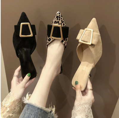 Brand Women Flat Slippers Slip On Mules Leopard Shoes Women Slides Home Slippers Mules Low Heel Shoes Ladies Fashion Shoes