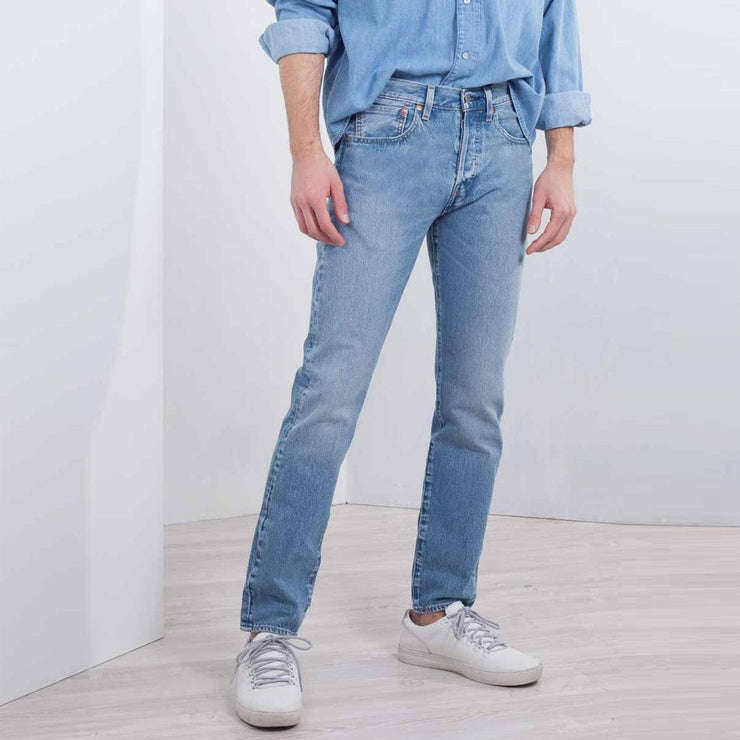 lvs 501 mens sky blue original fit stretchable jeans